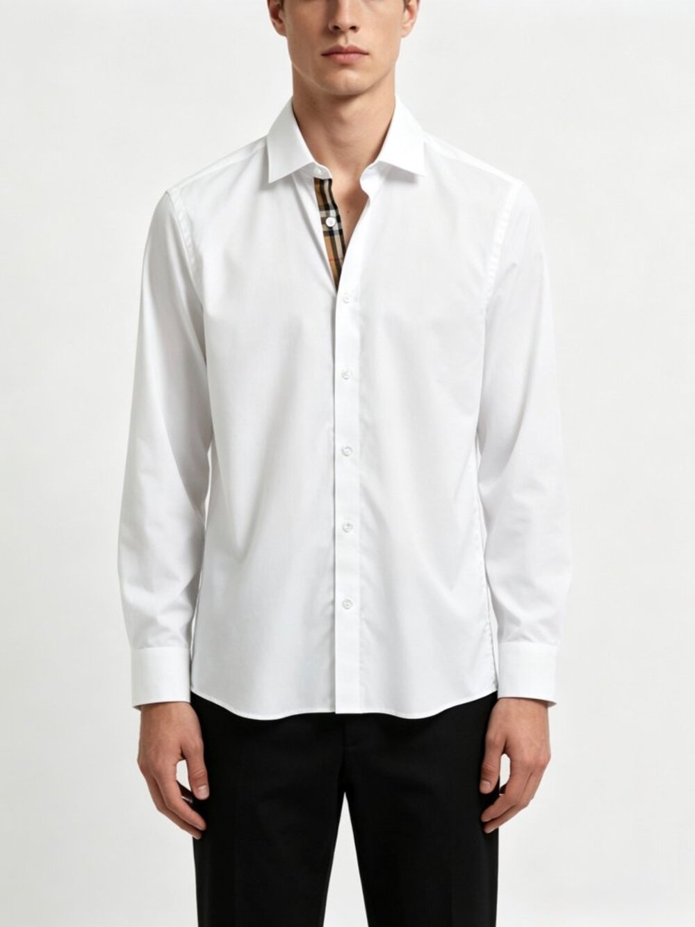 Burberry Men’s Shefford Cotton Poplin Long Sleeve Shirt Optic White S 8091432